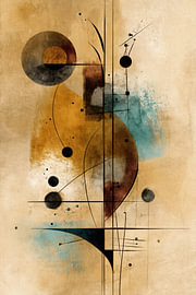 Ochre and Turquoise – Geometric Abstract Painting