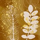 Vintage botanische bladeren in donker oker en goud van Dina Dankers thumbnail