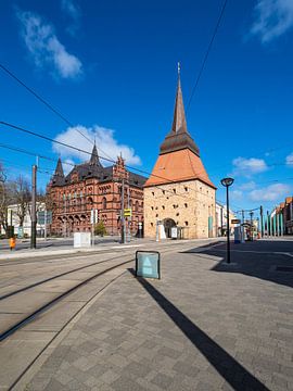 Gezicht op Steintor en Ständehaus in de Hanzestad Rostock