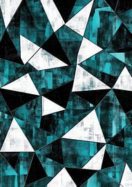 Motif triangulaire abstrait en turquoise &amp ; blanc sur Niklas Maximilian