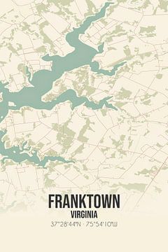 Carte ancienne de Franktown (Virginie), USA. sur Rezona