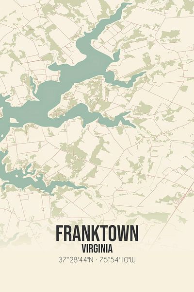 Vintage map of Franktown (Virginia), USA. by Prints of Place