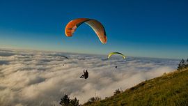 Paragliders on the Revard in France by Tanja Voigt