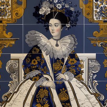 Holländisches Kachelbild mit edler Dame von Ton Kuijpers