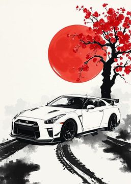 De Nissan GT-R Sumi-e van MIROKKU