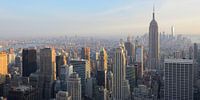Manhattan New York with the Empire State Building before sunset, panorama