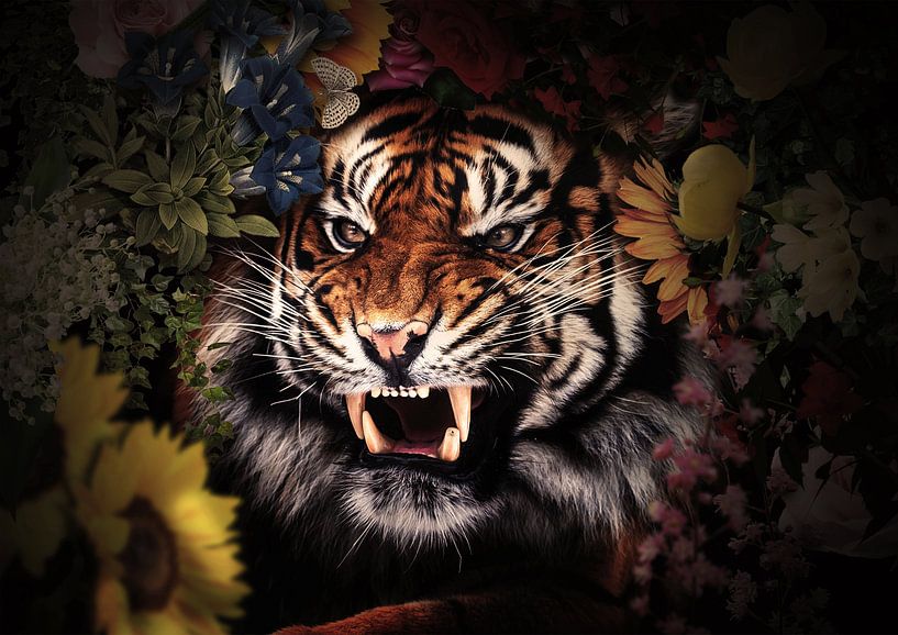 A tiger looks through the bushes by Bert Hooijer
