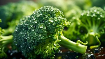 Verse biologische broccoli met waterdruppels op de bodem van Animaflora PicsStock