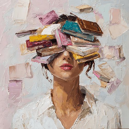 Floating Memory Books Emotional Abstract Portrait