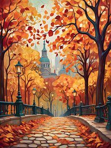 La splendeur de l'automne dans un jardin de ville
