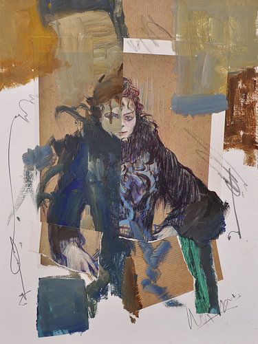 Vrouw met zwarte boa