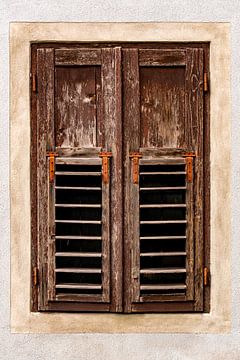 Characteristic window with closed wooden shutters by Dafne Vos