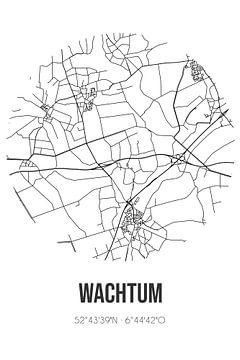 Wachtum (Drenthe) | Landkaart | Zwart-wit van Rezona