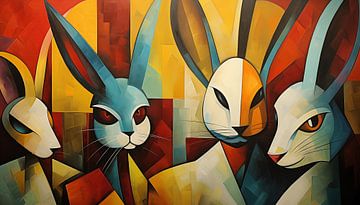 Lapins abstraits cubisme panorama sur TheXclusive Art