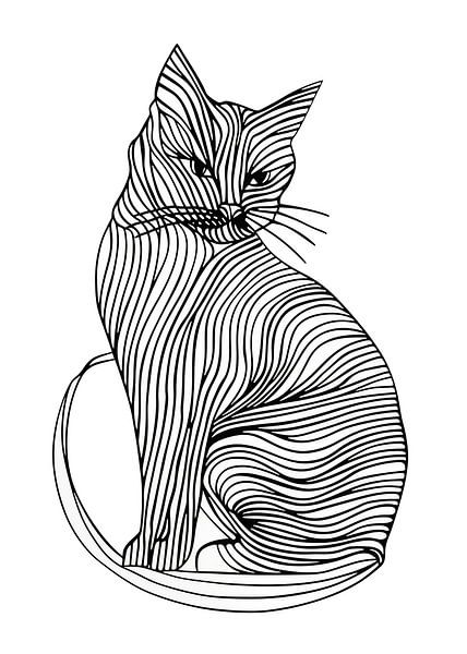 Linien Kunst Tier Katze von JBJart Justyna Jaszke