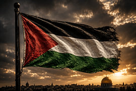 Palestinian flag at sunset by MNS Designs