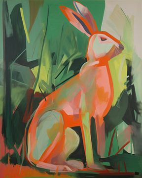 Colourful hare in orange and green by Studio Allee
