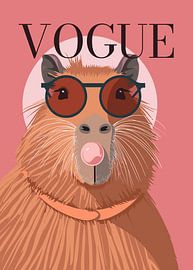 beaver stylish wearing sunglasses blowing pink bubble gum vogue poster by Cross