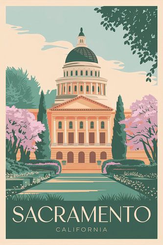 Sacramento, Californië Vintage Reisposter