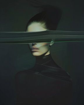 Contemporary art portret in zwart en neon van Carla Van Iersel