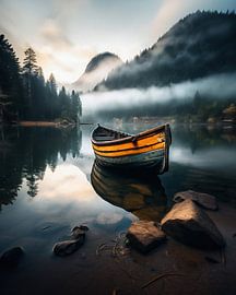 Lonely boat on the lake