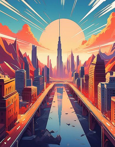 Art with city and landscape