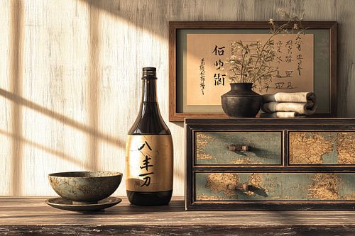 Traditionele oosterse kunst: sakebeker