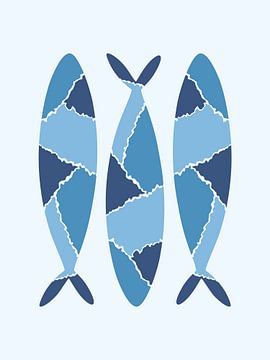 Blauwe vissen staand van Studio Miloa