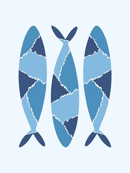 Blauer Fisch stehend von Studio Miloa
