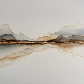 Abstract wall art in beige and gold by Online Arts