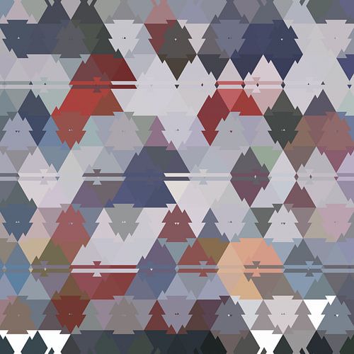 Abstract triangles in red blue and grey