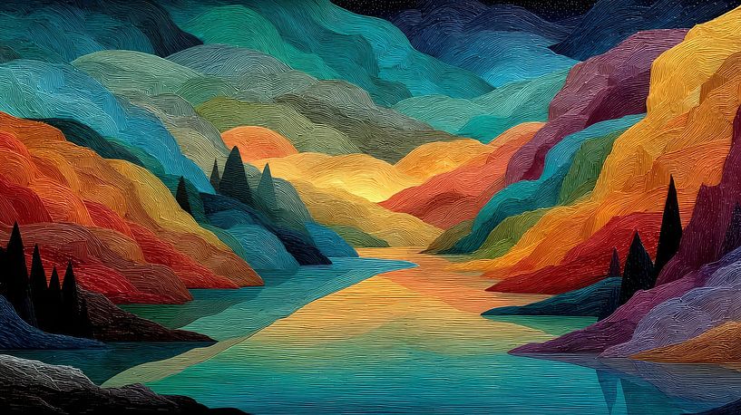 Art with colour abstract landscape by Egon Zitter