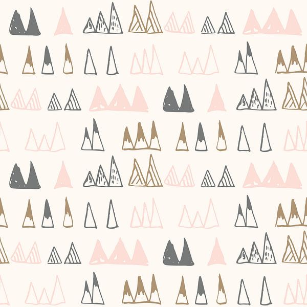 Modern pattern with triangles in pastel colors  in beige, gray and pink by Dina Dankers