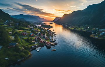 De herfstkust van Noorwegen van fernlichtsicht