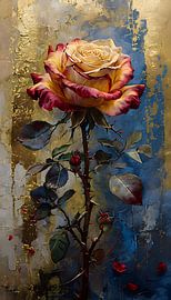 Realistic painting of a rose with rich colours by Ljupka Kareska