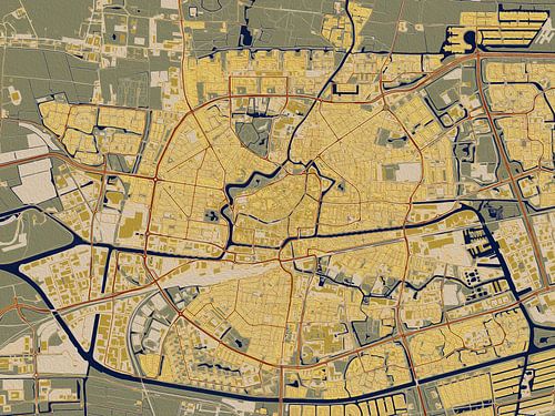 Carte de Leeuwarden dans le style de Gustav Klimt