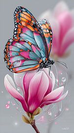 Schmetterling auf Blume von Gelissen Artworks