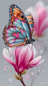 vlinder op bloem van Gelissen Artworks