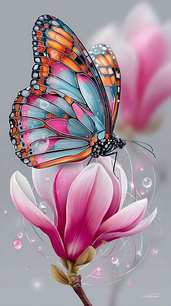 butterfly on flower by Gelissen Artworks