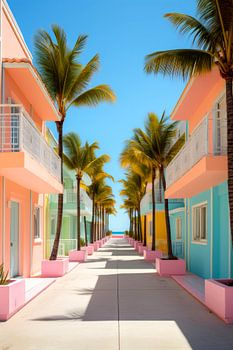 Chalets colorés et océan Atlantique