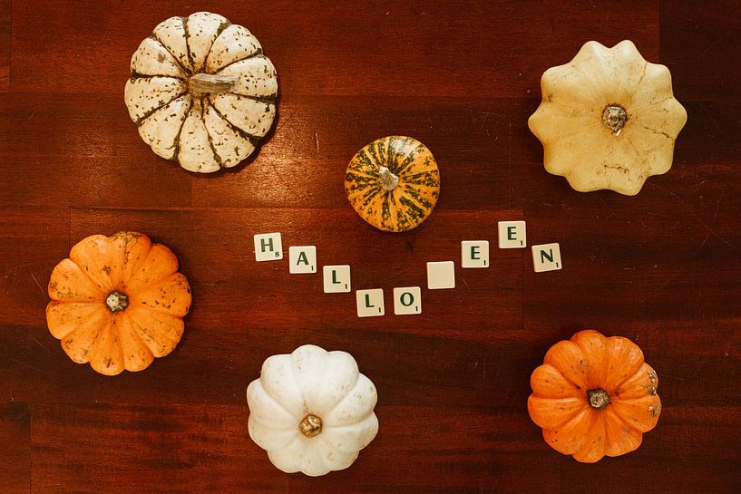 different kinds of pumpkins and ornamental gourds for halloween by Margriet Hulsker