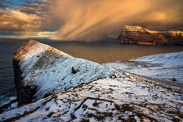 Sneeuwstorm Kalsoy van Wojciech Kruczynski