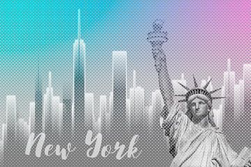 Graphic Art NEW YORK Mix No. 4 | funky cyan and pink van Melanie Viola