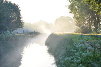 ochtendmist en zon in de sloot te oldeholtpade