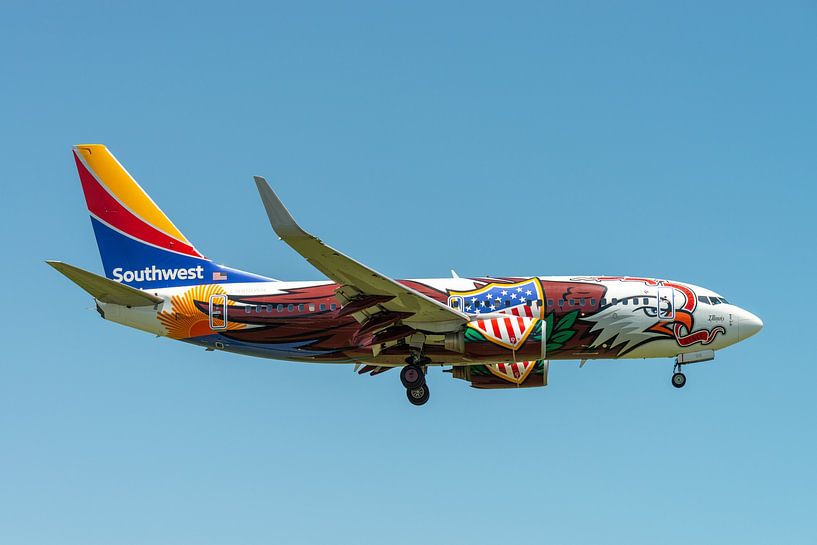 Boeing 737 in special colors of South West Airlines (Illinois One) in landing photographed at Willia by Jaap van den Berg