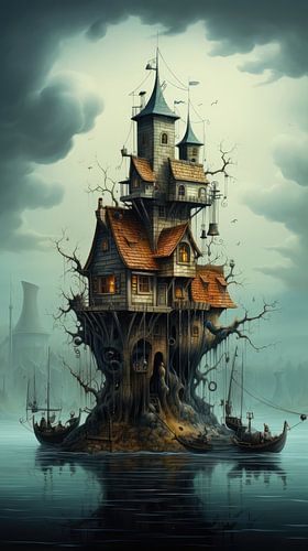 Digitally created tropical fantasy and surreal landscape