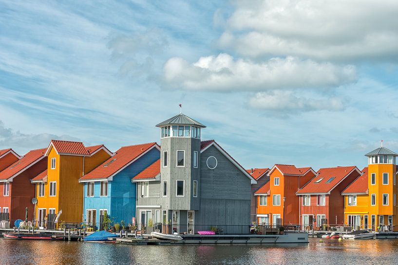 Maisons colorées sur l'eau par Richard van der Woude