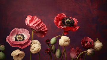 Flower still life with poppies by Vlindertuin Art