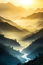 Berglandschap in de mist van Poster Art Shop thumbnail