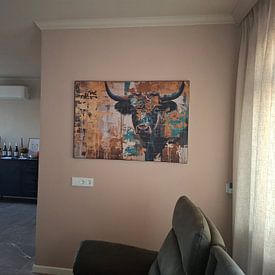 Klantfoto: Schilderij Gouden Stier van Kunst Kriebels, als ArtFrame